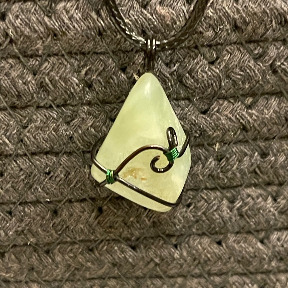 Connection is a Green Jadeite, Nature-Inspired Pendant Necklace